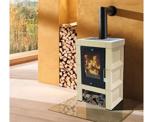 DOMOFIRE Modena II Tegelkachel – Beige Keramiek, 7 kW - Afbeelding 2