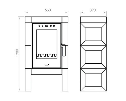 DOMOFIRE Modena II Tegelkachel – Beige Keramiek, 7 kW - Afbeelding 5