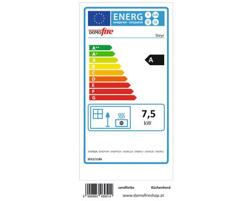 DOMOFIRE Steyr Fornuis-Houtkachel – Zandgele Keramiek, 7,5 kW - Afbeelding 6