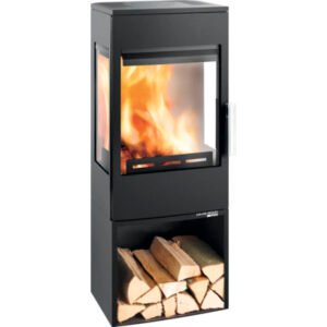 Haas & Sohn Wien-III Houtkachel – Zwart Staal, 6,8 kW met Houtvak
