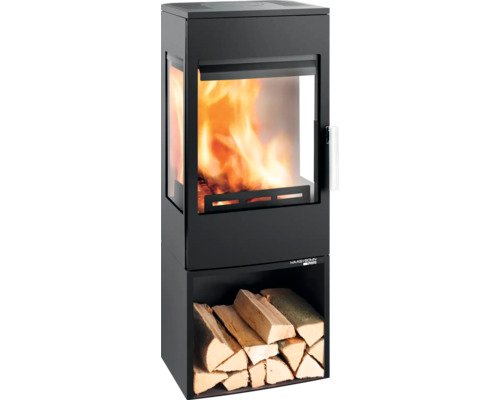 Haas & Sohn Wien-III Houtkachel – Zwart Staal, 6,8 kW met Houtvak