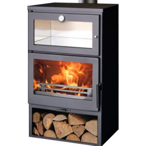 PANADERO Oven Houtkachel – Zwart Staal, 7,4 kW, met Bakruimte en Houtvak