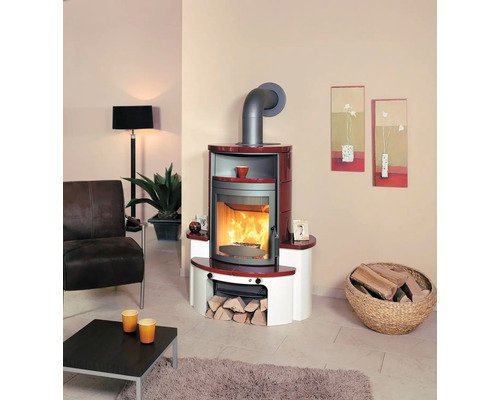 HARK Avenso GT ECOplus Houtkachel – Bordeauxrode Keramiek, 6 kW - Afbeelding 2