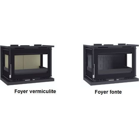Cheminée 3 faces vitrées 12.6 kW, 335 m3 2 sorties canalisables Acier résistant à 800°C - Afbeelding 4