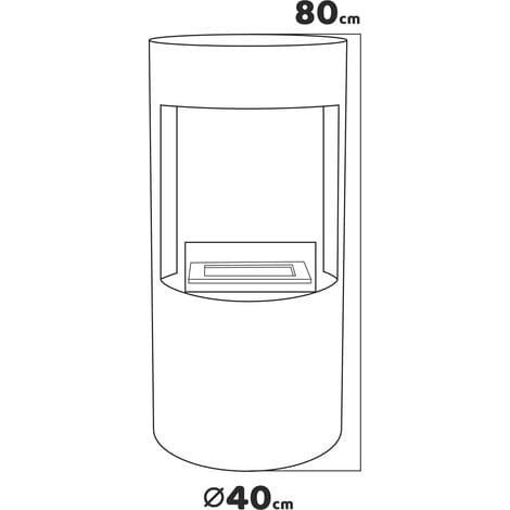 cheminée bioéthanol sur pied 1,5L Acier inoxydable et verre trempé - Afbeelding 5