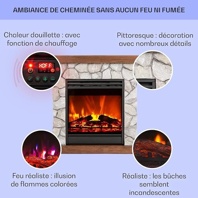 Cheminée décorative électrique Klarstein 1800W, Effet Flamme - Afbeelding 4