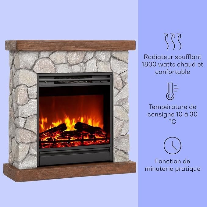 Cheminée décorative électrique Klarstein 1800W, Effet Flamme - Afbeelding 3