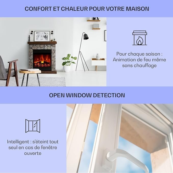 Cheminée décorative électrique Klarstein 1800W, Effet Flamme - Afbeelding 2