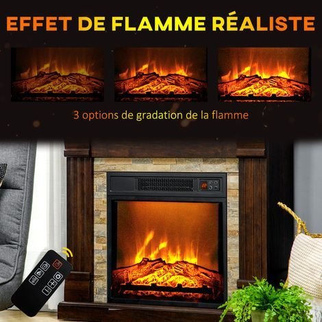 Cheminée électrique décorative 1800 W avec étagère, 80 x 21,6 x 67,8 cm, marron - Afbeelding 3