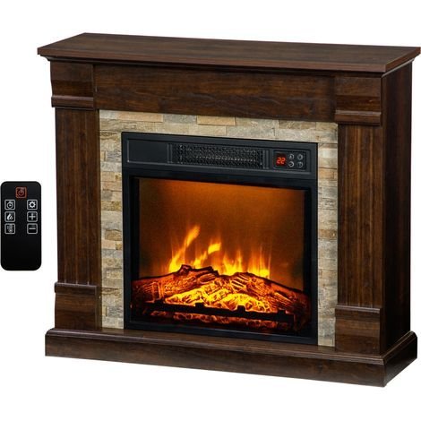 Cheminée électrique décorative 1800 W avec étagère, 80 x 21,6 x 67,8 cm, marron - Afbeelding 2