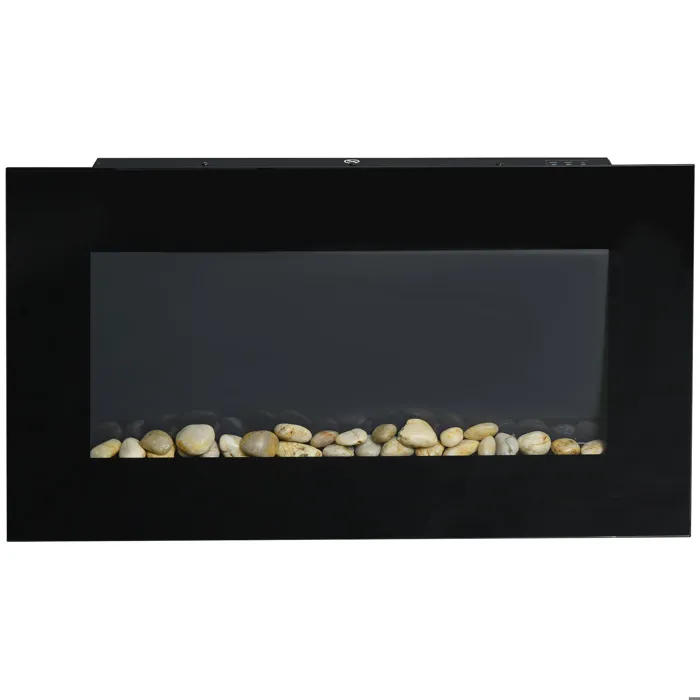 Cheminée électrique encastrable 1000/2000W, foyer mural décoratif avec flamme, 72,5x11,5x40cm, noir - Afbeelding 5