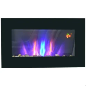 Cheminée électrique encastrable 1000/2000W, foyer mural décoratif avec flamme, 72,5x11,5x40cm, noir