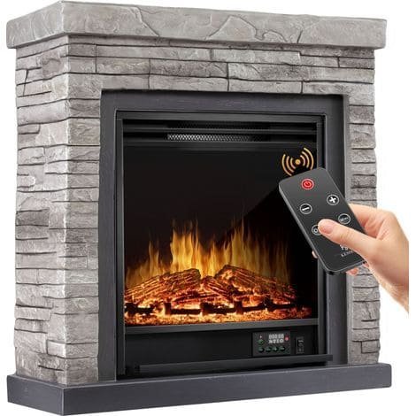 Cheminée led électrique 1800W avec chauffage réglable 10-30°C, Dimensions 67,5x60x22,5cm - Afbeelding 3
