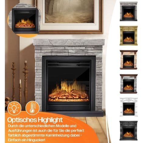 Cheminée led électrique 1800W avec chauffage réglable 10-30°C, Dimensions 67,5x60x22,5cm - Afbeelding 4