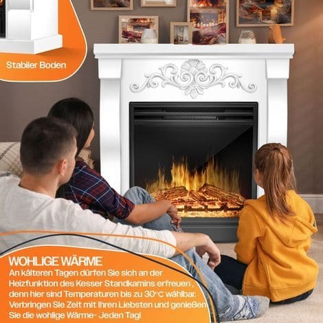 Cheminée led électrique 1800W avec chauffage réglable 10-30°C, Dimensions 67,5x60x22,5cm - Afbeelding 6