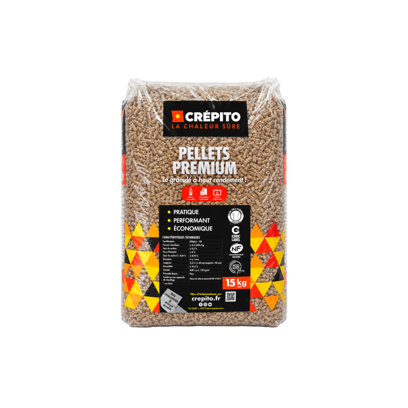 Sac granulés de bois Crépito (palette de 72 sacs - 1080kg)